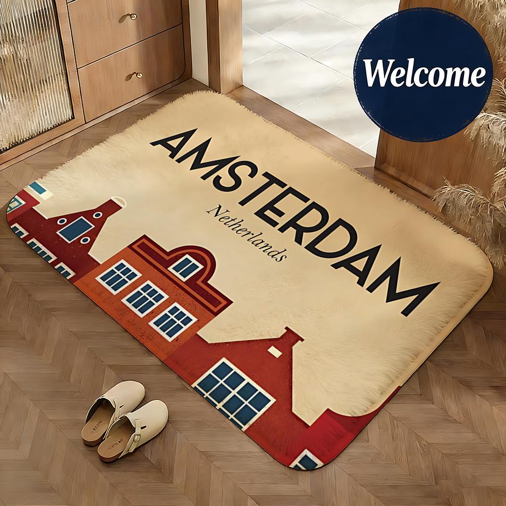 Home Textiles Netherlands - พรมปูพื้นผ้าสักหลาดนุ่ม ปูพื้นที่อัมสเตอร์ดัม เนเธอร์แลนด์ พรมกันลื่น ดูดซับน้ำได้ พรมเช็ดเท้าห้องน้ำ