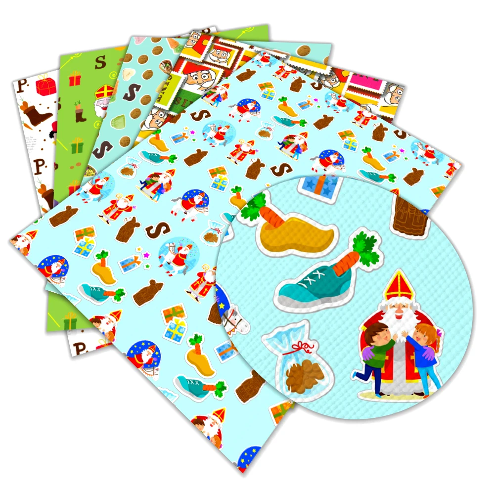 Home Textiles Netherlands - 22x30 ซม.การ์ตูนซินเทอร์คลาสคริสต์มาสนครีสต์มาสเนเธอร์แลนด์พิมพ์หนังเทียมหนังสังเคราะห์ผ้าสำหรับต่างหูผมโบว์