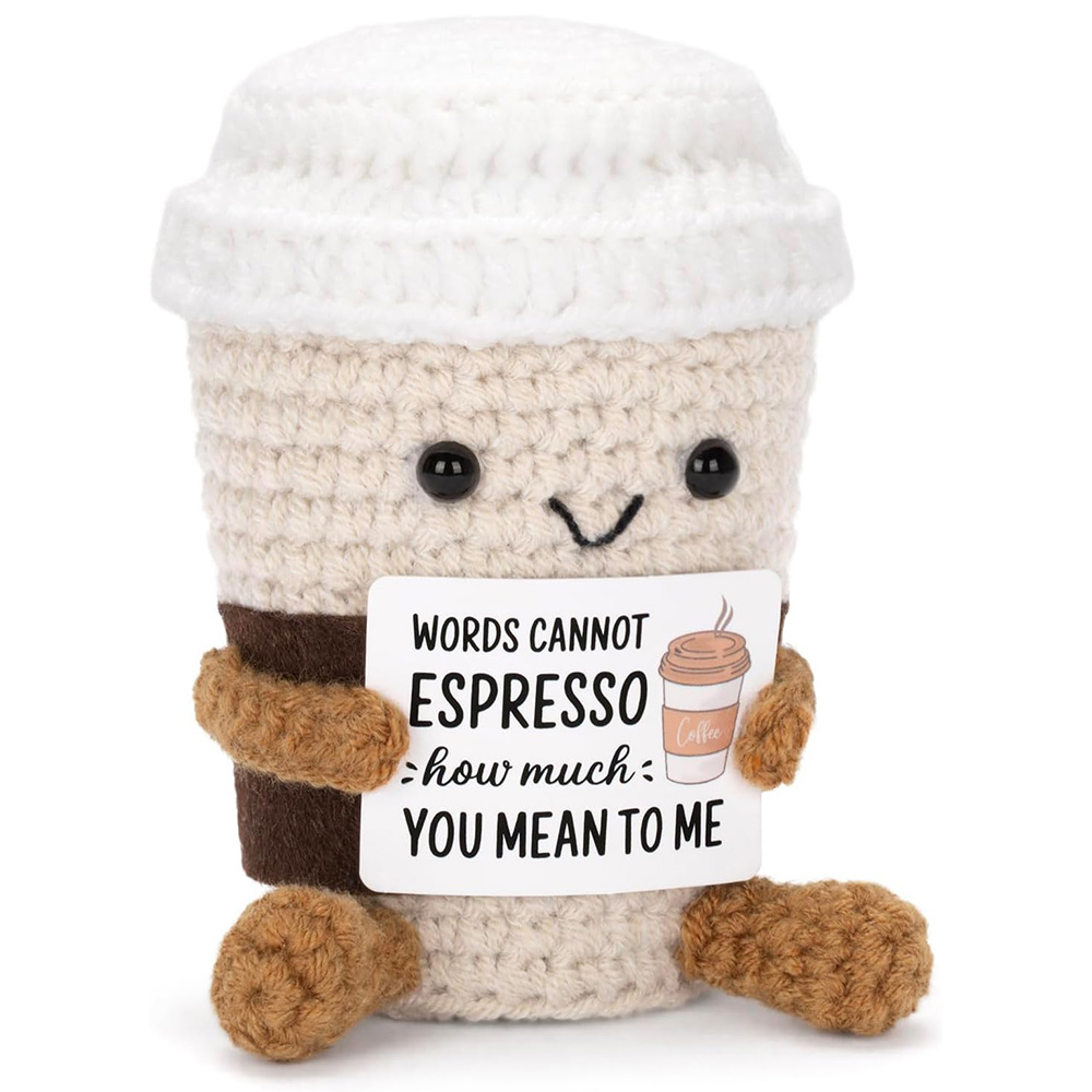 Home Textiles Europe - ตลกโครเชต์อารมณ์สนับสนุนกาแฟตุ๊กตาการ์ดเดสก์ท็อปเครื่องประดับ Handmade ถักกาแฟตุ๊กตาคริสต์มาสของขวัญตกแต่งบ้าน