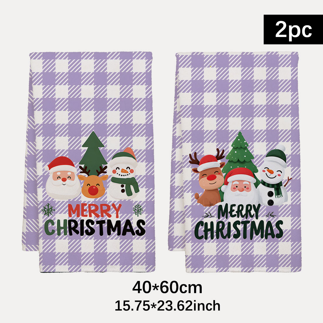 Highland Home Textiles - ผ้าเช็ดจานลายคริสต์มาส ขนาด 40x60 ซม. ลายต้นคริสต์มาส ลายมนุษย์หิมะ
