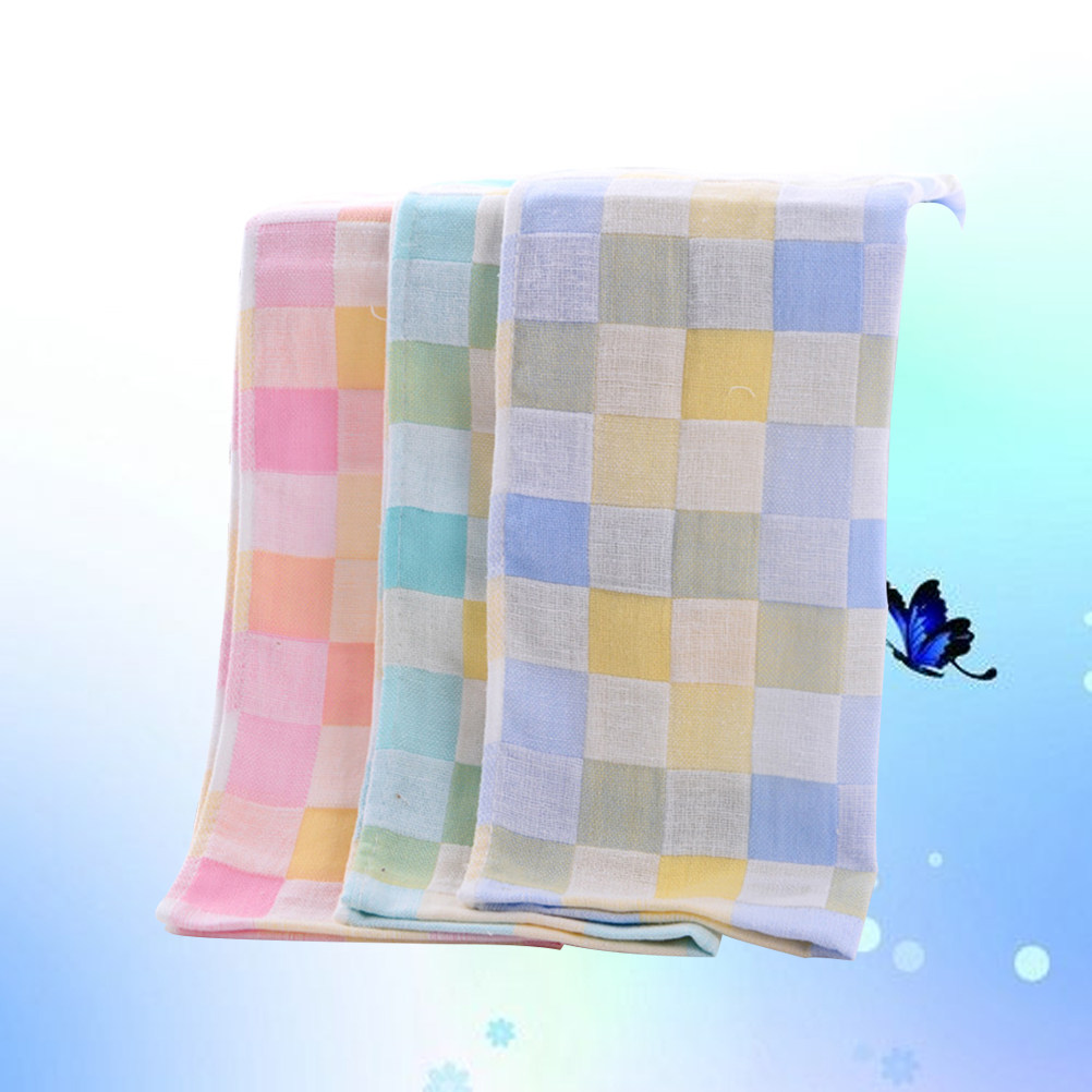 Home Textiles Pakistan - ผ้าขนหนูผ้าก๊อซสองชั้น 3 ชิ้น ผ้าฝ้ายแท้สำหรับเช็ดหน้าและมือ ซึมซับได้ดี อ่อนโยนต่อผิว