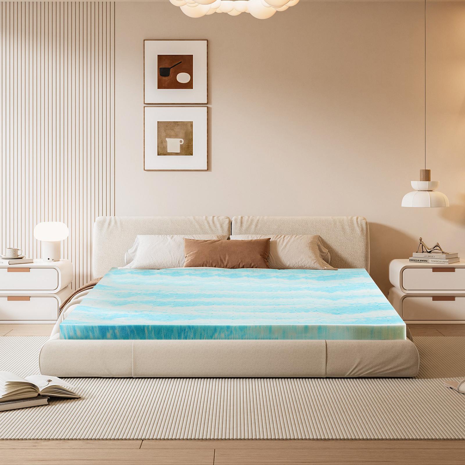 Memory Foam Topper - ท็อปเปอร์ที่นอนเมมโมรี่โฟมเจลเย็นขนาด 2 นิ้ว รองรับการคืนตัวช้า แผ่นรองนอนเพื่อสุขภาพ บรรเทาอาการปวดหลัง