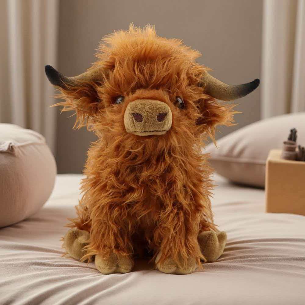 Highland Home Textiles - ตุ๊กตาไฮแลนด์บูลจำลอง ของเล่นตุ๊กตาผ้าขนสัตว์ ของตกแต่งบ้าน ของประดับตกแต่งห้องนอน ของขวัญวันเกิด ของขวัญเทศกาล