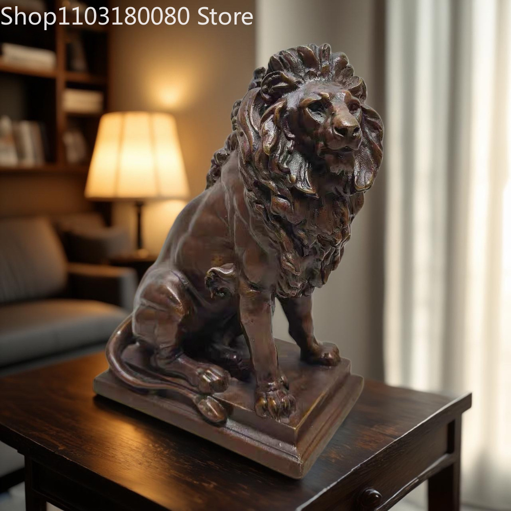 Home & Hotel Textiles Private Limited - รูปปั้นสิงโตแห่งยูดาห์ทองแดงโบราณขนาด 21 ซม. ของตกแต่งบ้านแบบยูดาห์ สำหรับวางบนแท่นบูชา