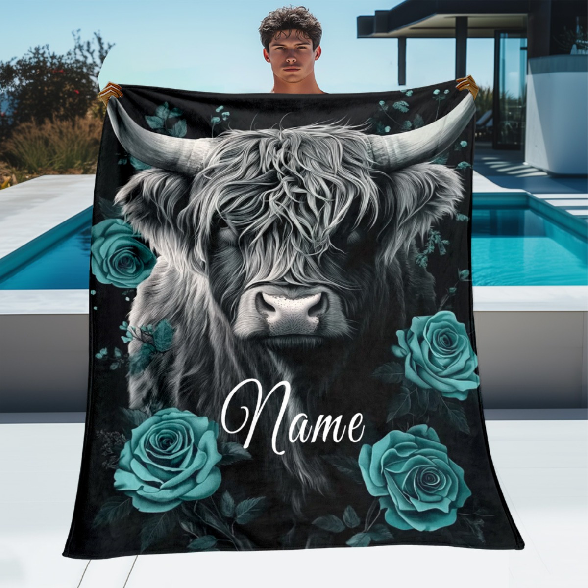 ผ้าห่มลายวัวไฮแลนด์สีดำและสีเข - Highland Home Textiles บทวิจารณ์และราคา