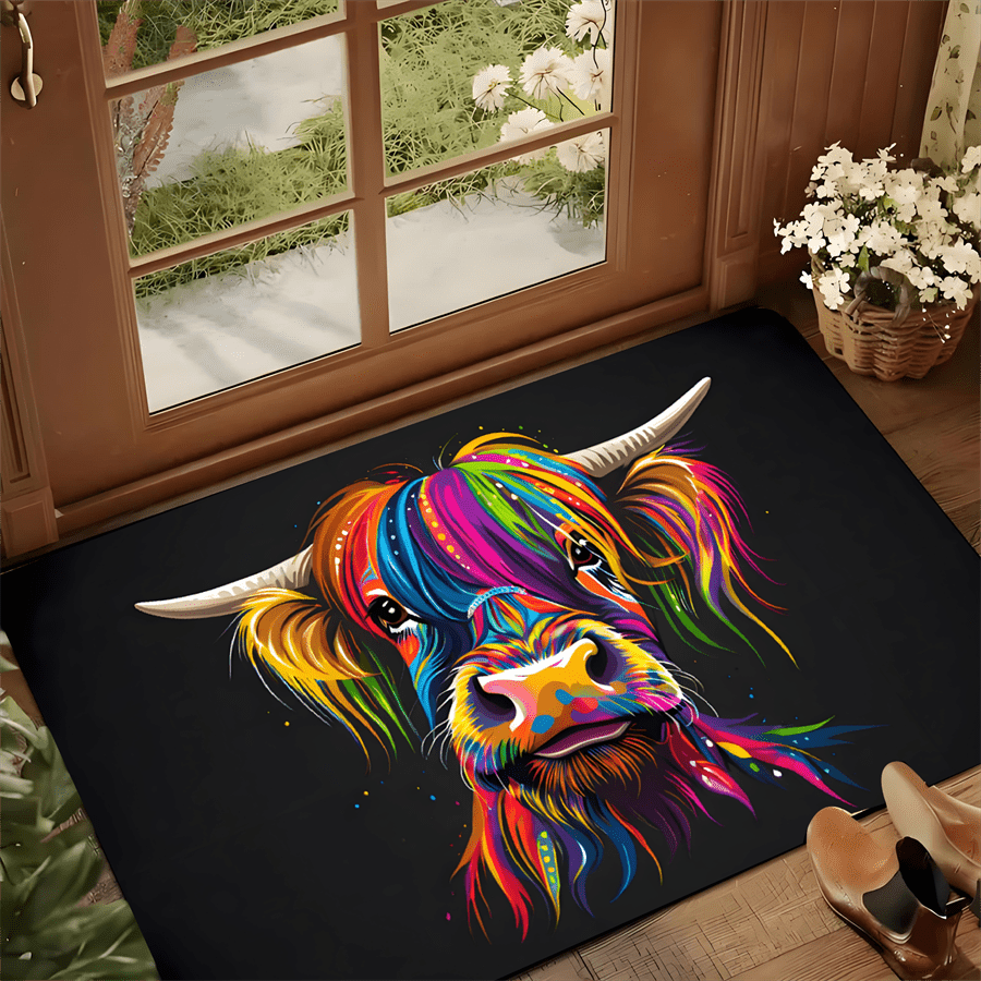 พรมปูพื้นลายวัวไฮแลนด์สีสันสดใ - Highland Home Textiles บทวิจารณ์และราคา