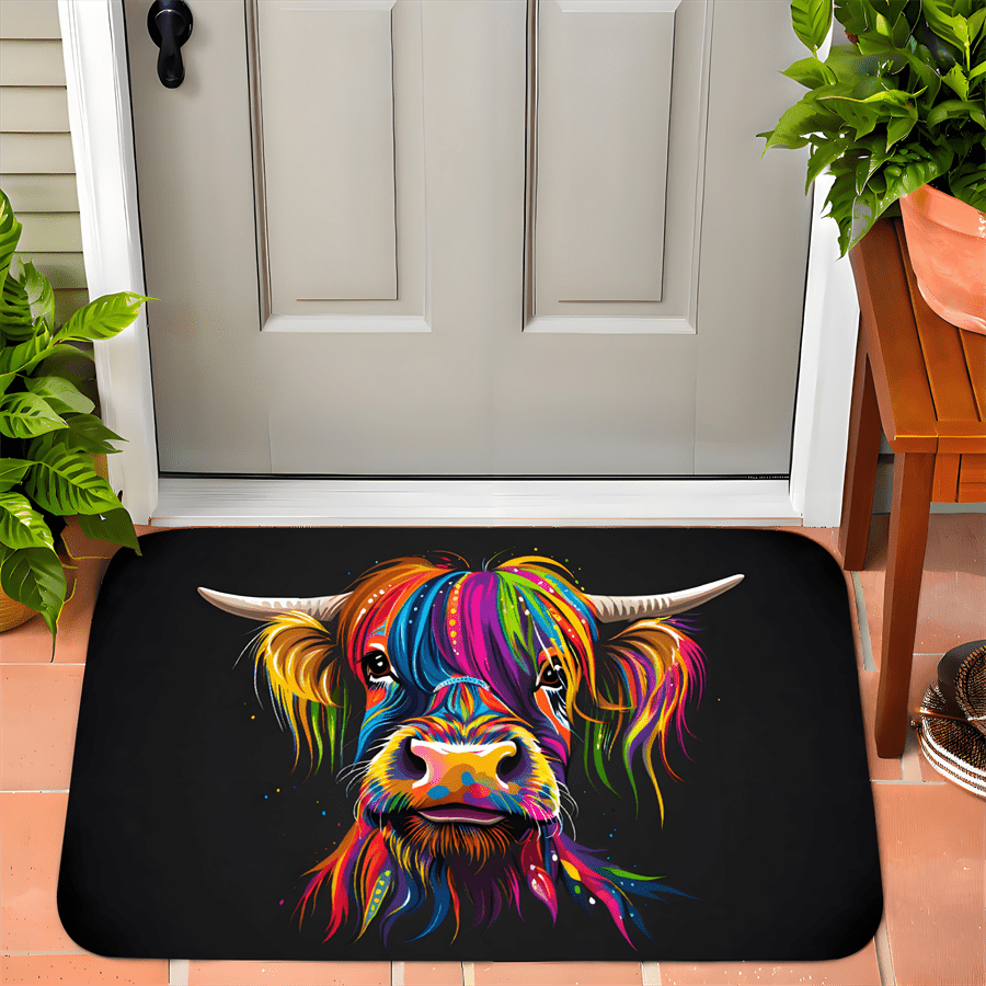 พรมปูพื้นลายวัวไฮแลนด์สีสันสดใ - Highland Home Textiles บทวิจารณ์และราคา