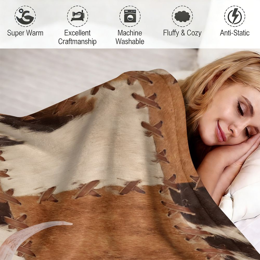 ผ้าห่มขนแกะพิมพ์ลายวัวไฮแลนด์  - Highland Home Textiles บทวิจารณ์และราคา