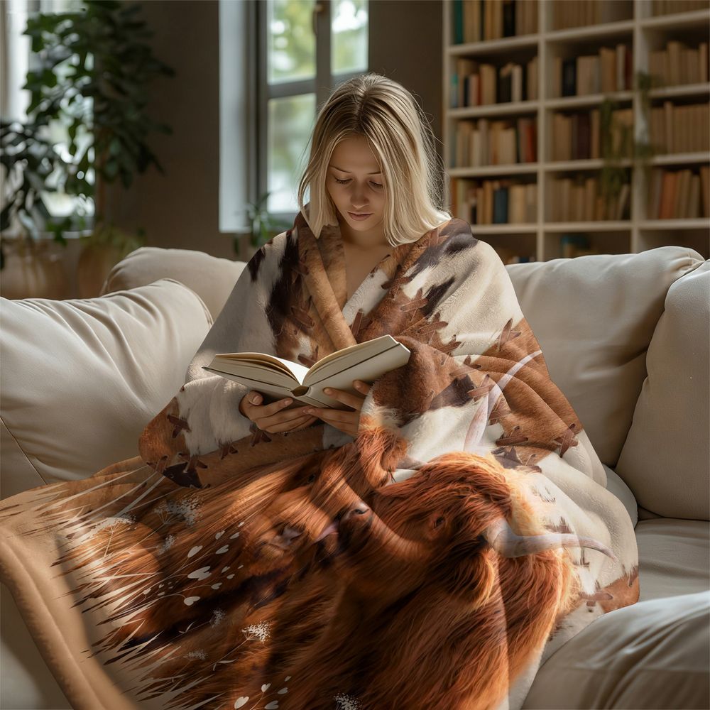 ผ้าห่มขนแกะพิมพ์ลายวัวไฮแลนด์  - Highland Home Textiles บทวิจารณ์และราคา