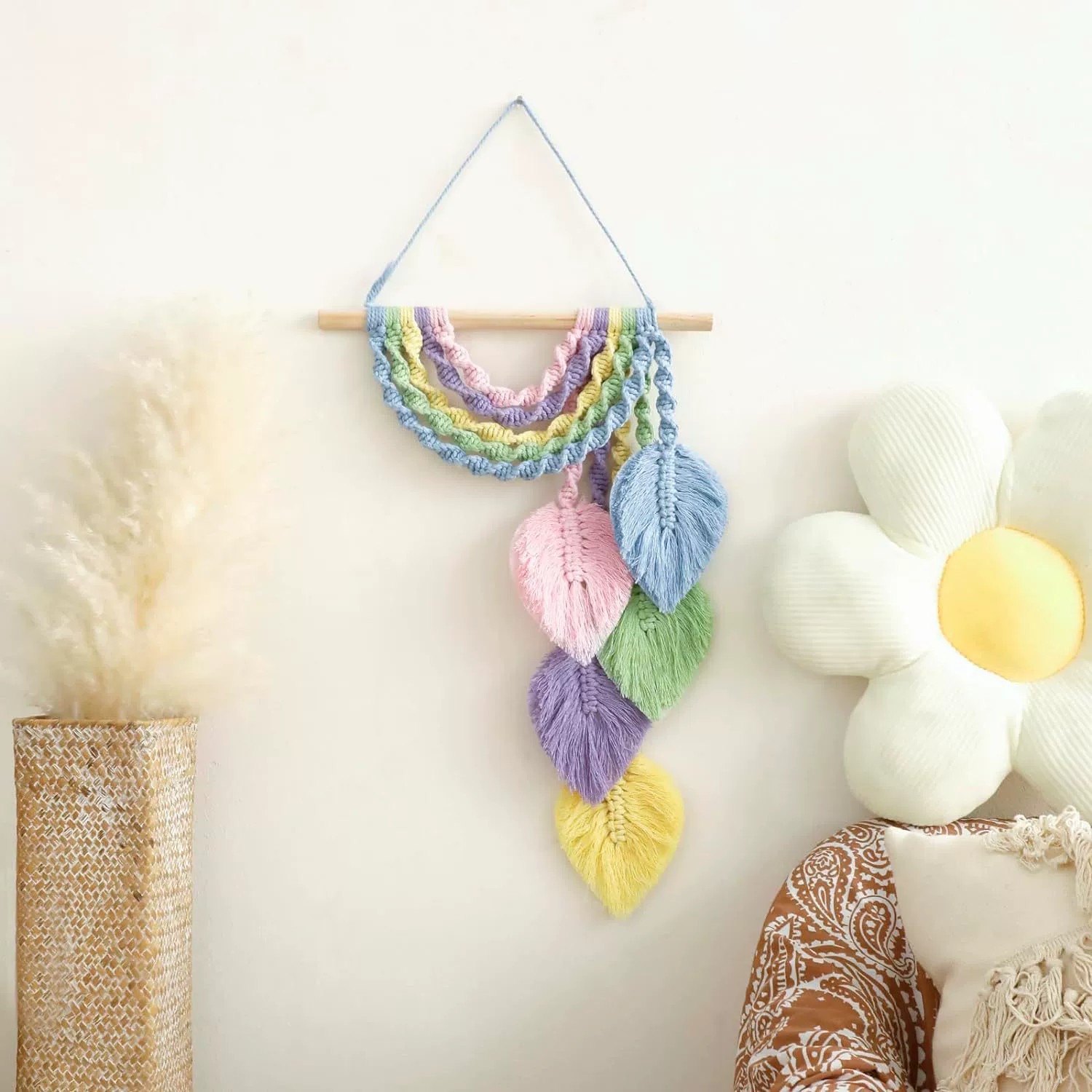 พรมแขวนผนังลายใบไม้สีรุ้ง ลายข - Home Textiles Europe บทวิจารณ์และราคา