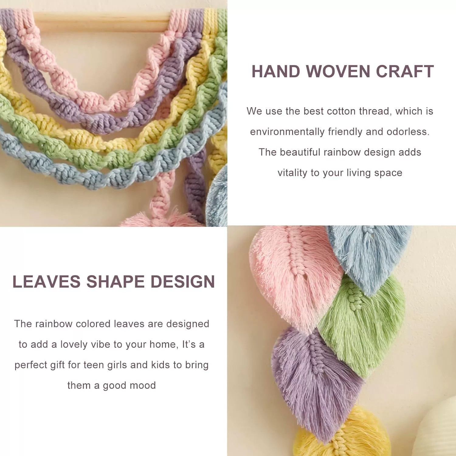 พรมแขวนผนังลายใบไม้สีรุ้ง ลายข - Home Textiles Europe บทวิจารณ์และราคา