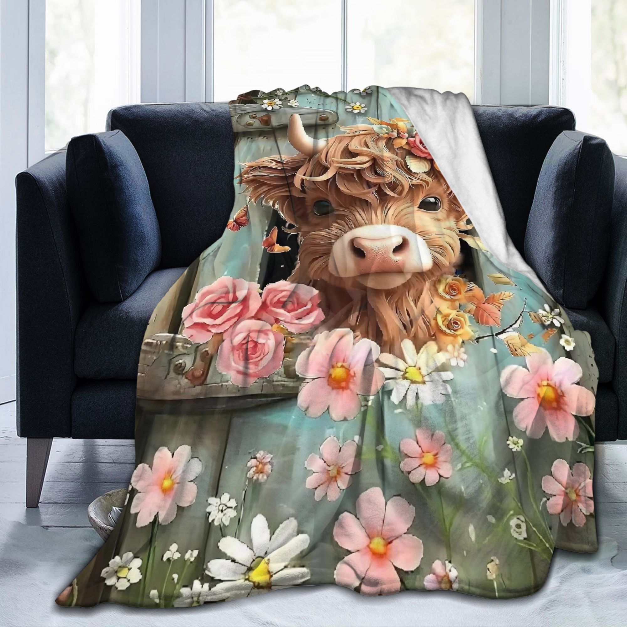 ผ้าห่มลายดอกไม้สไตล์โบโฮลายวัว - Highland Home Textiles บทวิจารณ์และราคา