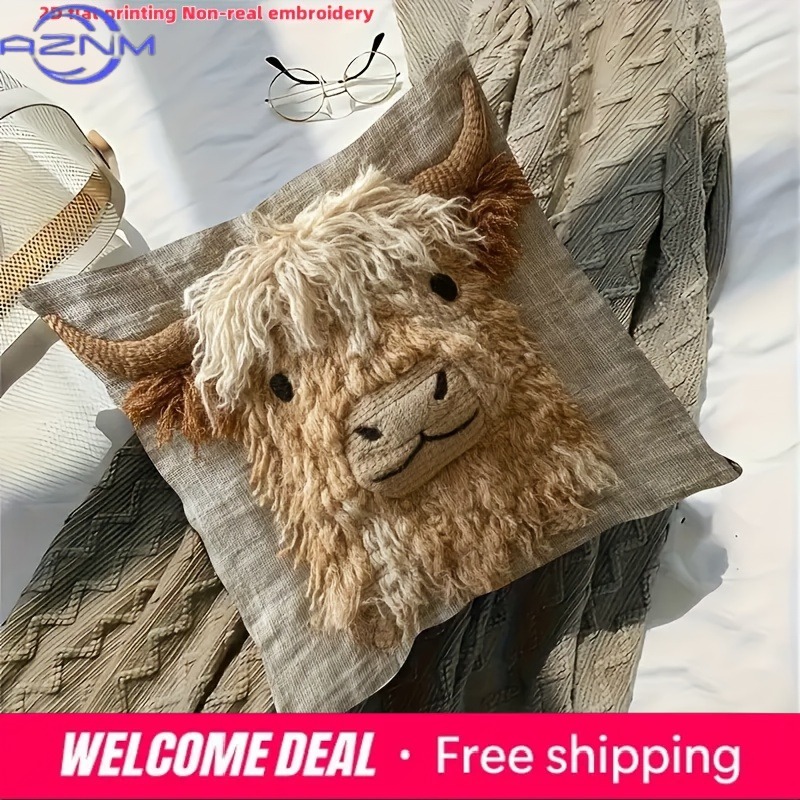 ปลอกหมอนพิมพ์ลาย 2D ลายวัวไฮแล - Highland Home Textiles บทวิจารณ์และราคา