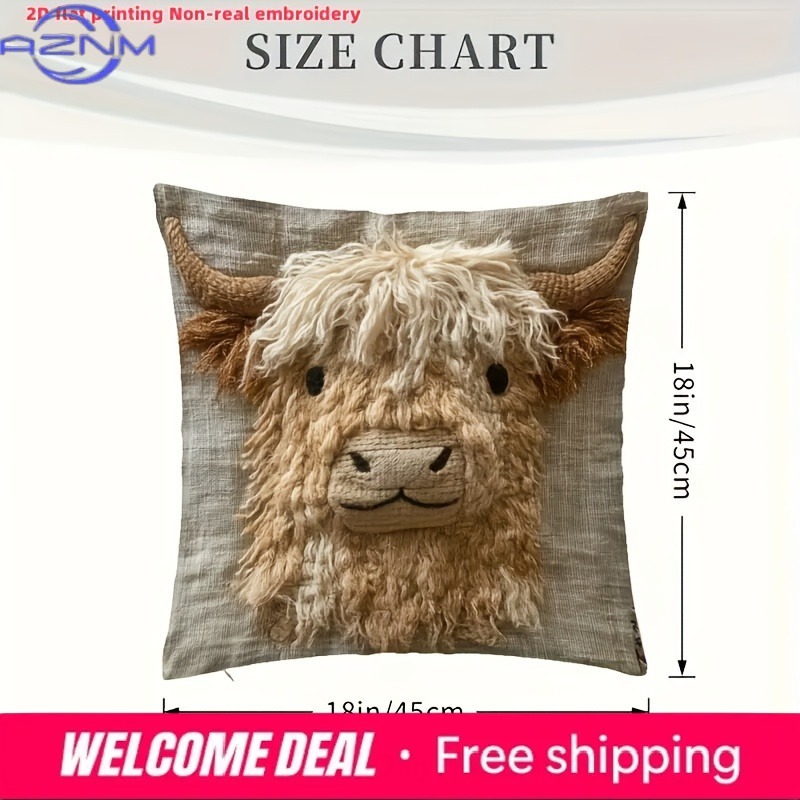 ปลอกหมอนพิมพ์ลาย 2D ลายวัวไฮแล - Highland Home Textiles บทวิจารณ์และราคา