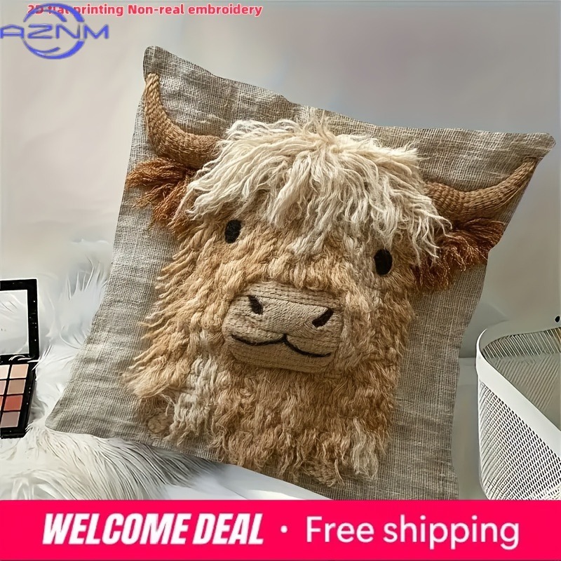 ปลอกหมอนพิมพ์ลาย 2D ลายวัวไฮแล - Highland Home Textiles บทวิจารณ์และราคา