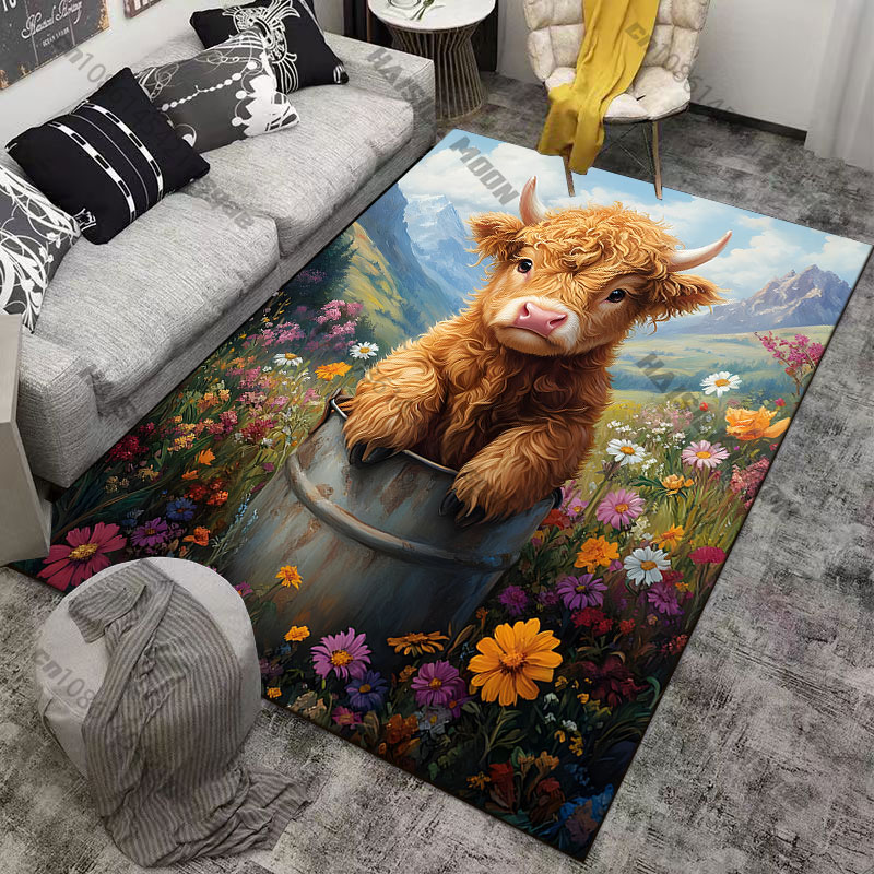 พรมลายดอกไม้ไฮแลนด์ ลายวัว ลาย - Highland Home Textiles บทวิจารณ์และราคา